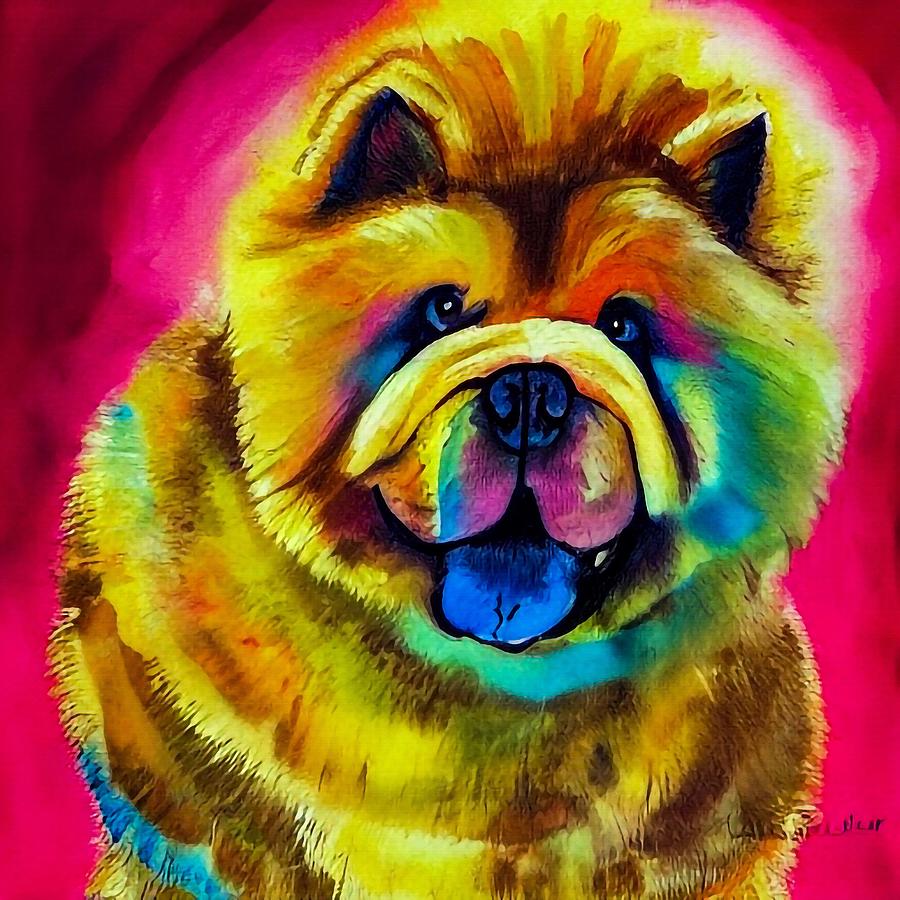 Chow Chow Splatter painting Digital Art by Adrien Efren - Pixels