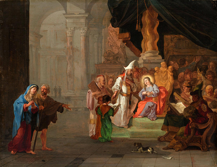 Christ among the Doctors  #4 Painting by Abraham Hondius