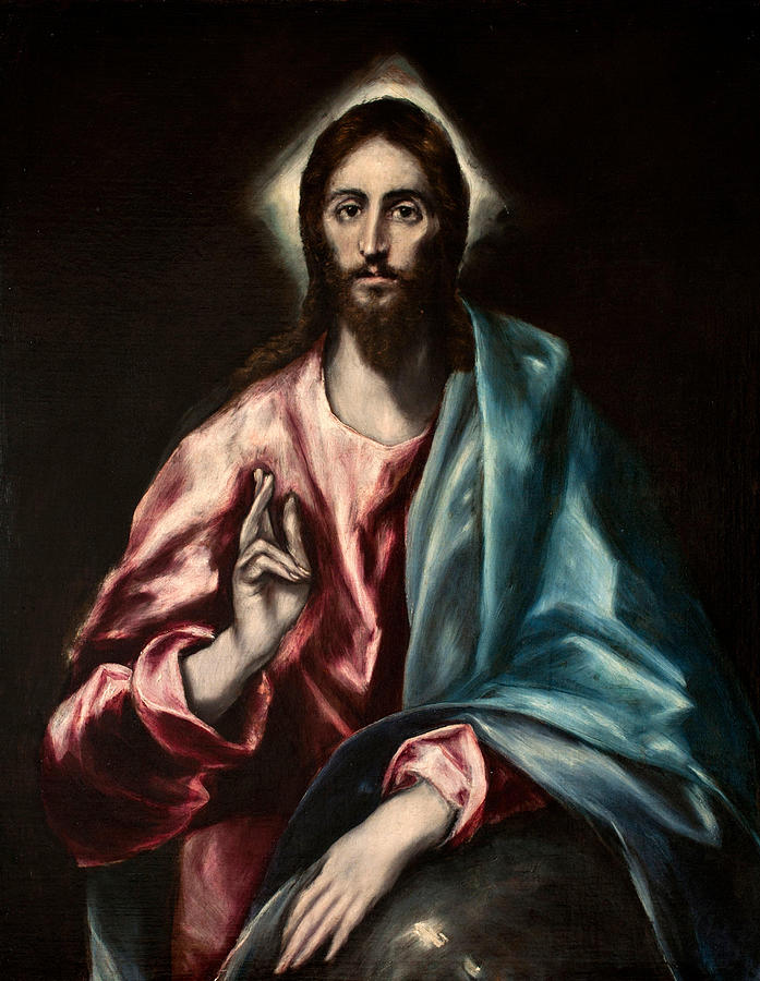 El Greco Painting - Christ as Saviour  #3 by El Greco