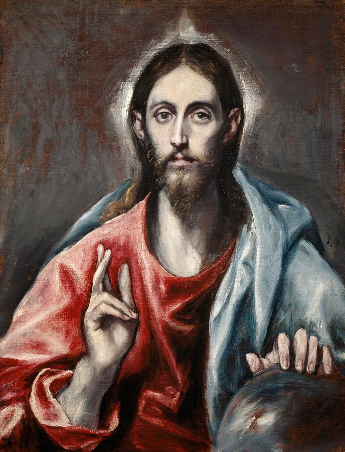 El Greco Painting - Christ Blessing   The Saviour of the World    #3 by El Greco