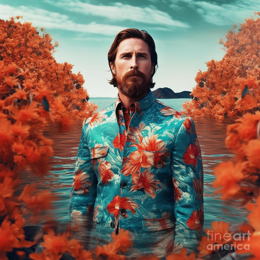 Fantasy Painting - Christian  Bale  as  colorful  styled  photo  by Asar Studios #3 by Celestial Images