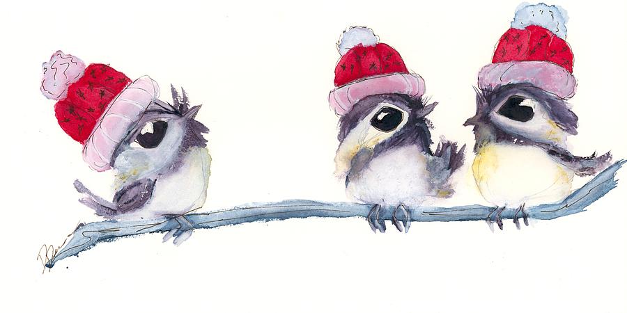 3 Christmas Carolers Painting by Dawn Derman