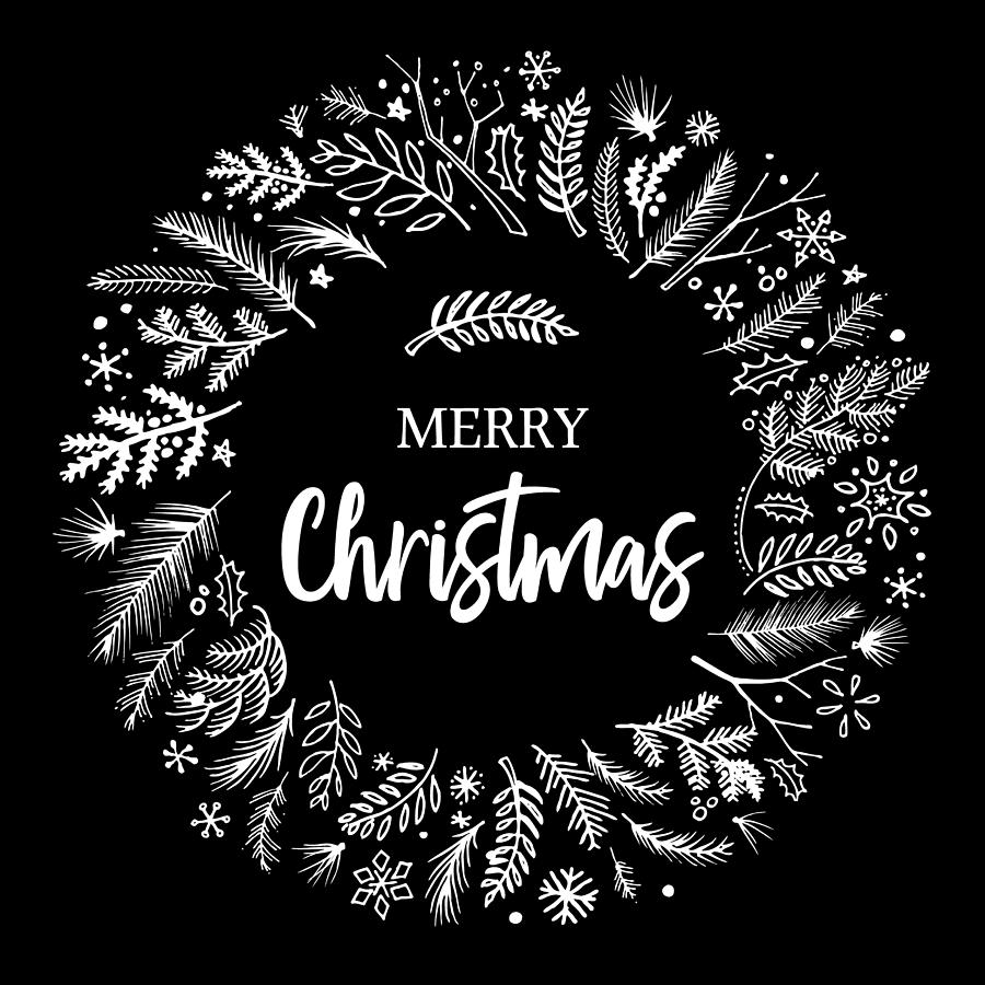 Christmas wreath sketched vector #3 Drawing by Enjoynz