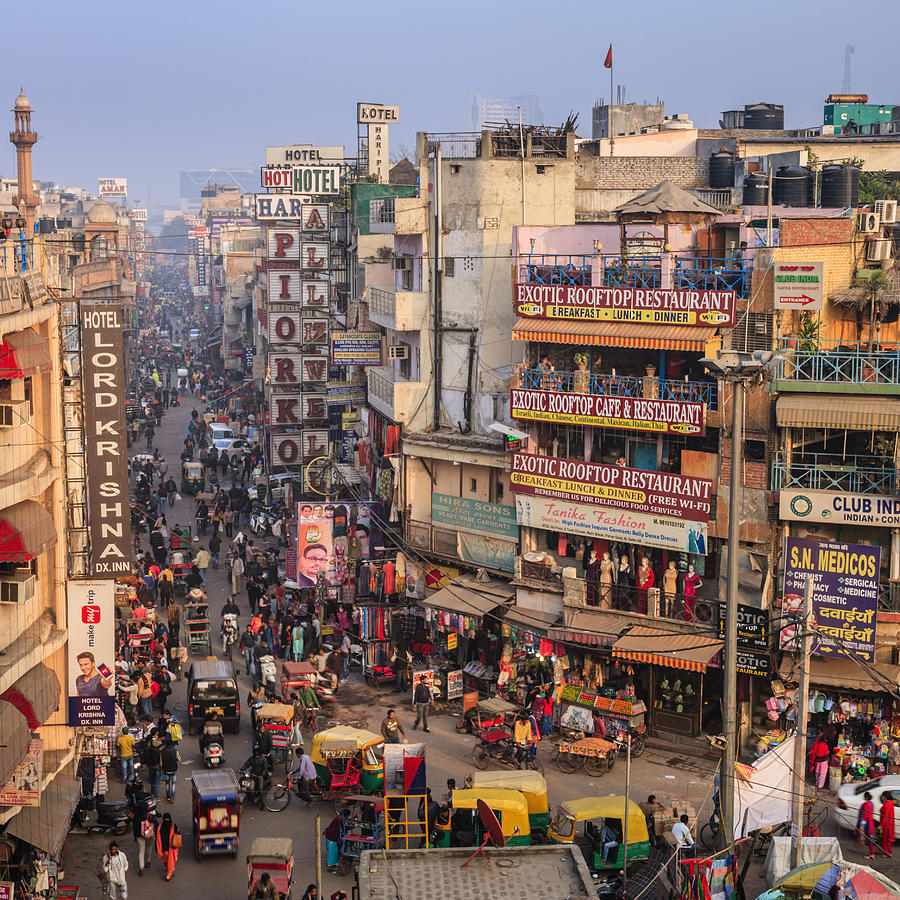 City life - Main Bazar, Paharganj, New Delhi, India #3 Photograph by Hadynyah