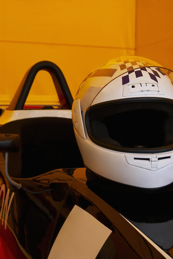 Close-up of a crash helmet on a racecar #3 Photograph by Glowimages