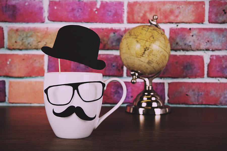 Coffee cup with a black hipster mustache  Vintage Retro #3 Photograph by Christopherhall