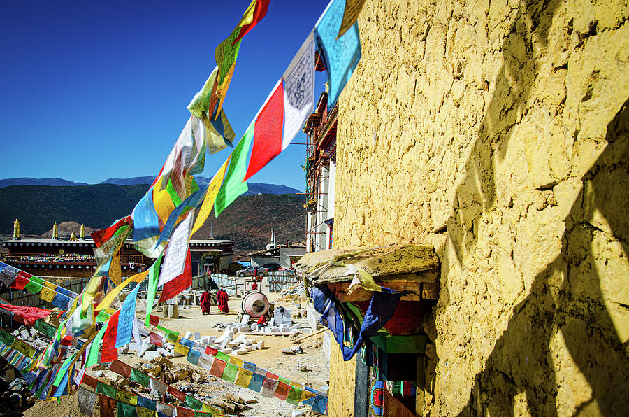 Colorful Tibetan prayer flags spreading good fortune #3 Photograph by Adelaide Lin