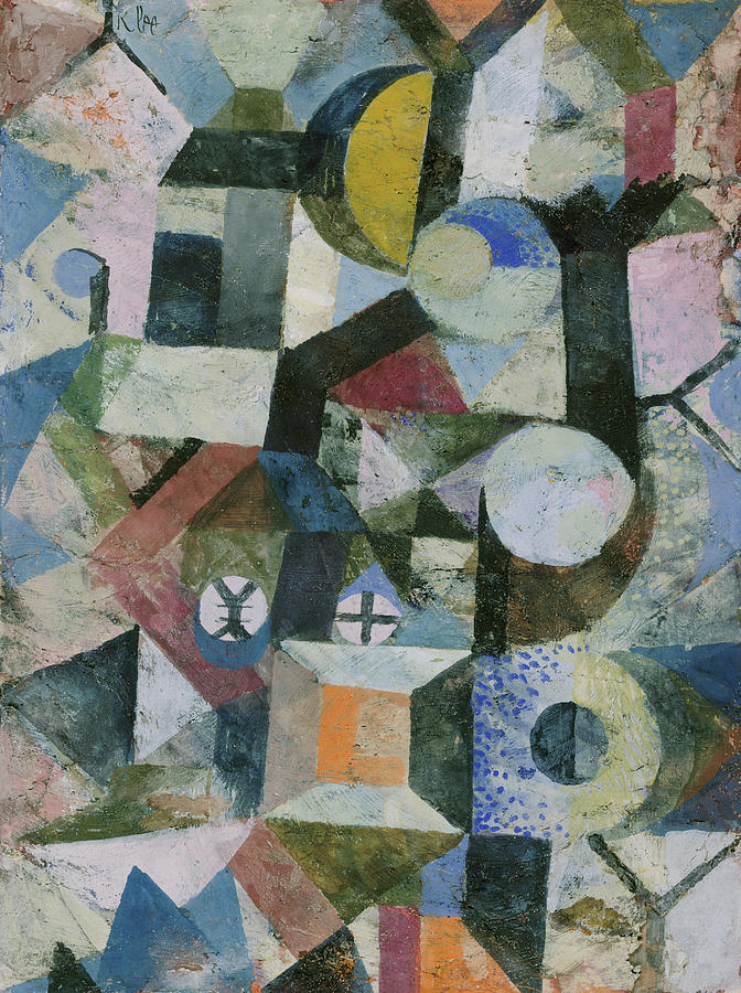 Paul Klee Painting - Composition with the Yellow Half-Moon and the Y #3 by Paul Klee