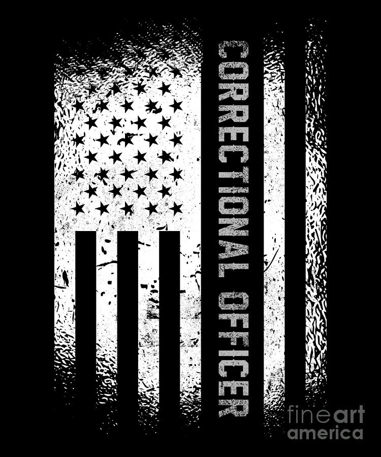 Correctional Officer American Flag Thin Silver Line Digital Art By Yestic 3080