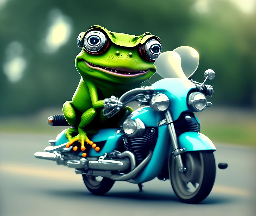 Crazy Frog on Motorcycle, Generative AI Illustration Digital Art by ...