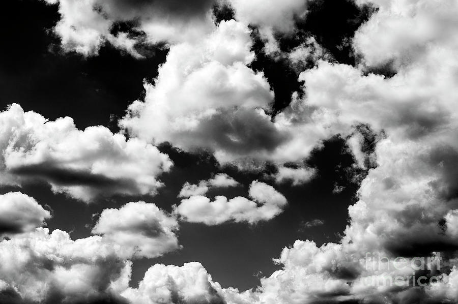 Cumulus Clouds In Black And White Photograph