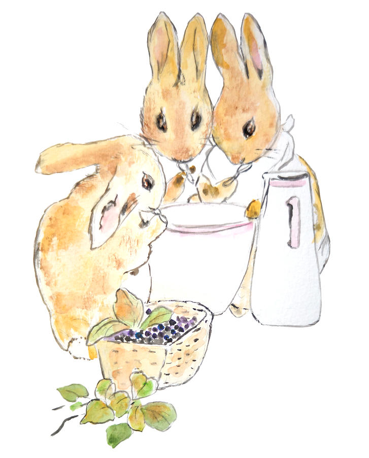 3 cute rabbits drinking soup Peter Rabbit Painting by Color Color ...