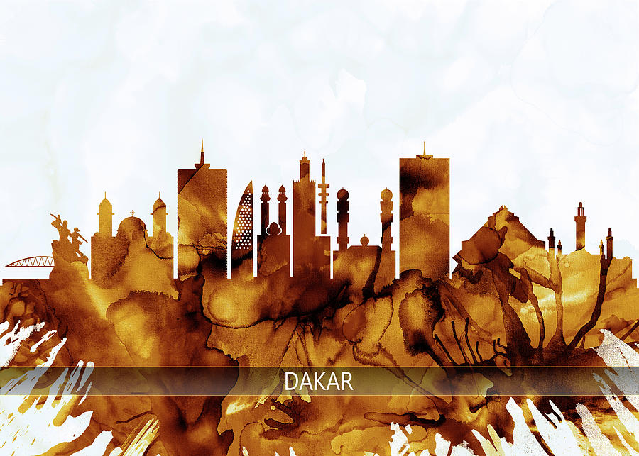 Dakar Senegal Skyline Mixed Media by NextWay Art - Pixels