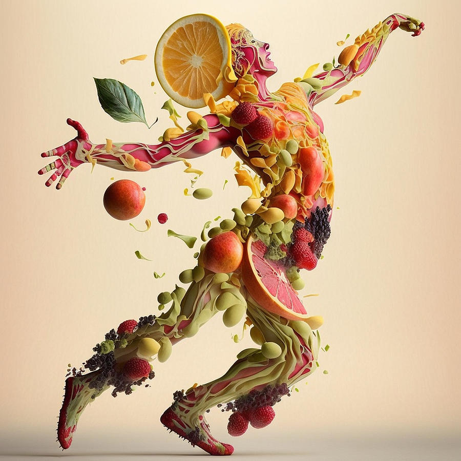 Fantasy Painting - dancing  human  body  art  made  of  fruits by Asar Studios #3 by Celestial Images