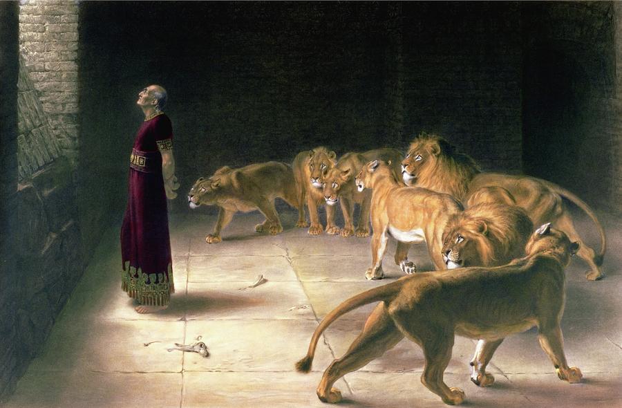 Lion Painting - Daniel in the Lions Den #3 by Briton Riviere