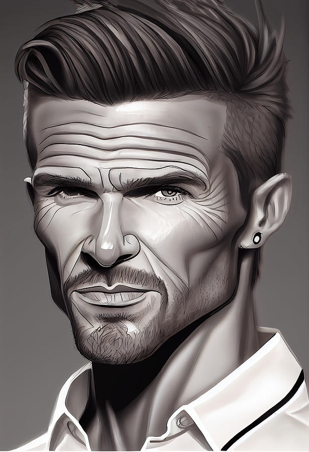 David Beckham Caricature Mixed Media