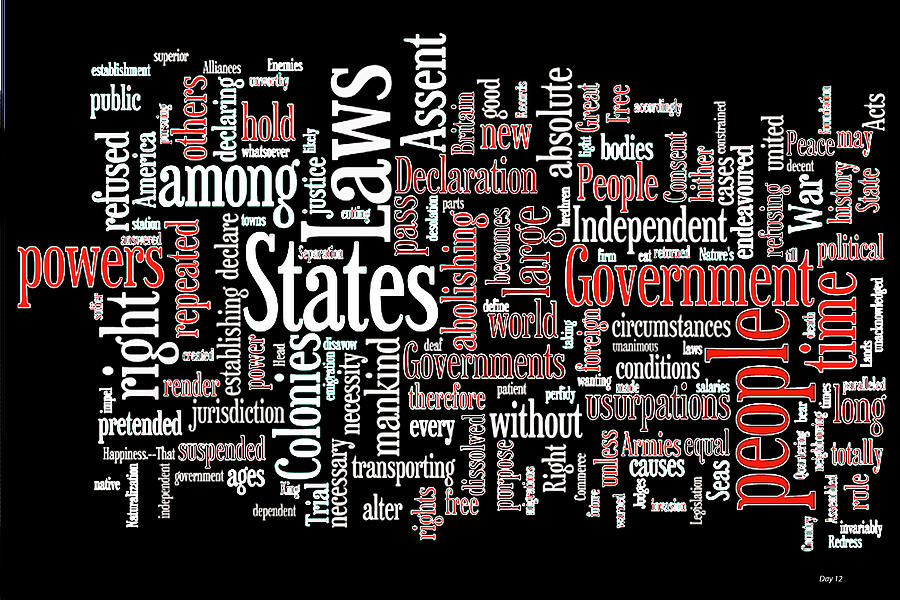 Founding Fathers Digital Art - Declaration of Independence Word Cloud #3 by Day Williams