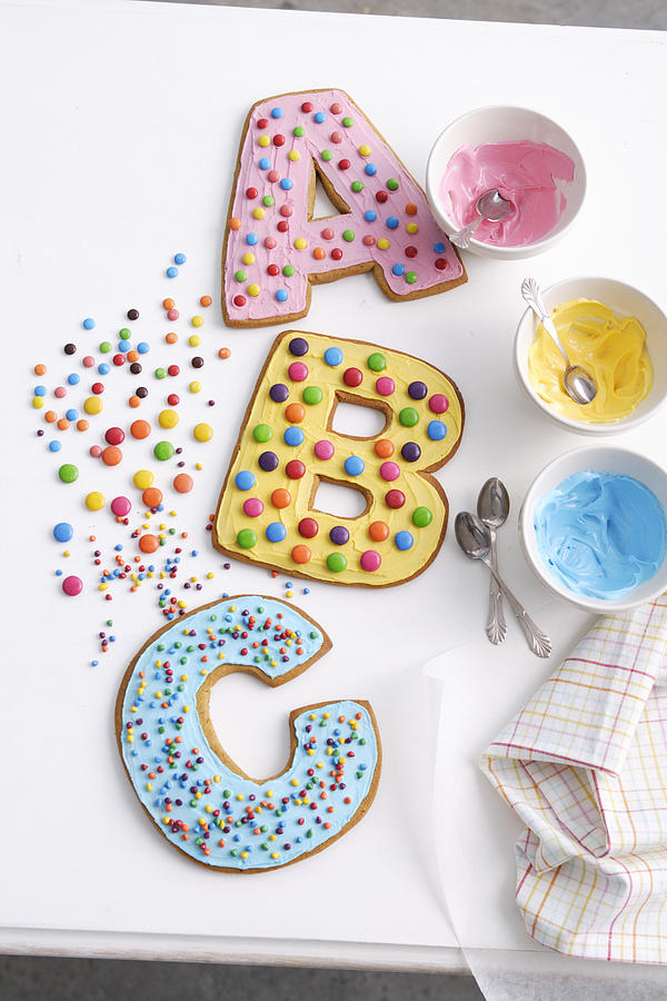 Decorated cookies in letter shapes #3 Photograph by Brett Stevens