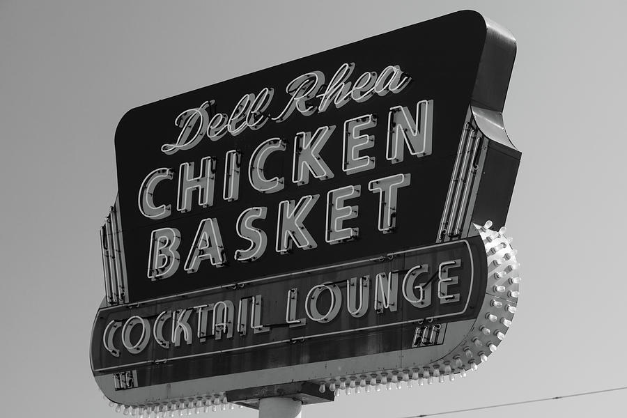 Dell Rhea Cocktail Lounge and Chicken Basket on Historic Route 66 in Willowbrook Illinois in BW #3 Photograph by Eldon McGraw