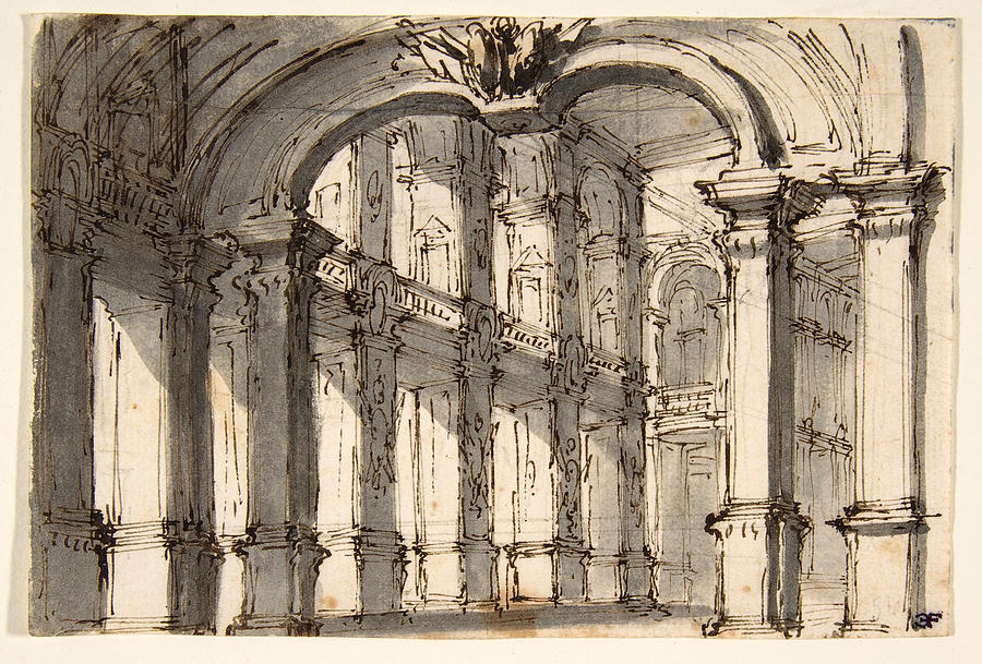 Design for Stage Set #4 Drawing by Giovanni Battista Natali III