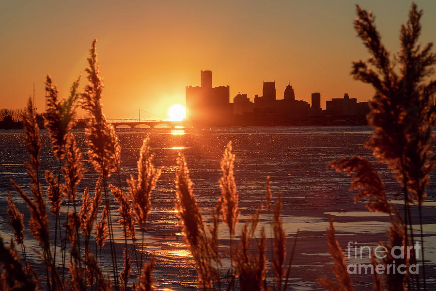 Detroit River Sunset Photograph by Jim West