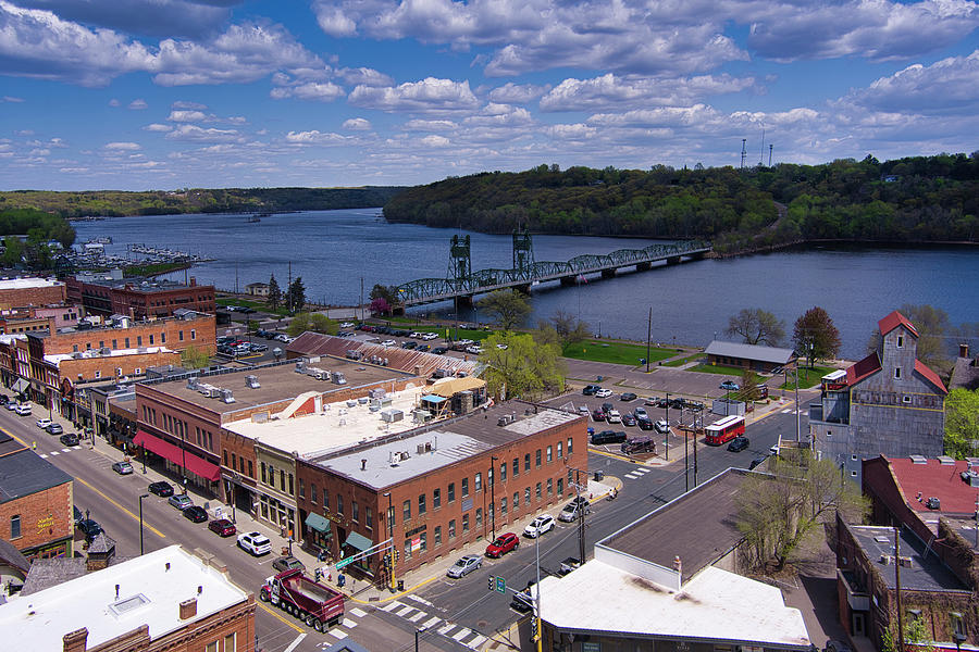 Drone Aerial Pictures Over Stillwater Downtown Stillwater Photograph by Drone Aerial Pictures Over Stillwater Downtown Stillwater Photograph by
