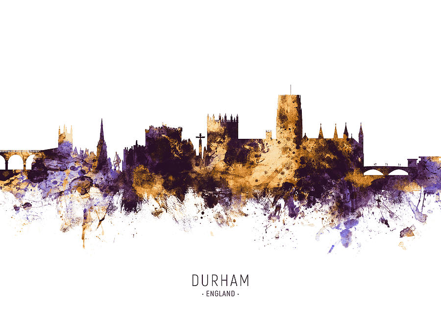 Durham Digital Art - Durham England Skyline #3 by Michael Tompsett