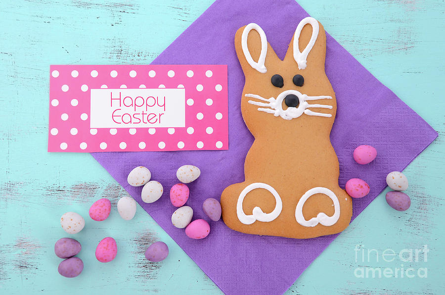 Easter bunny gingerbread cookies #3 Photograph by Milleflore Images
