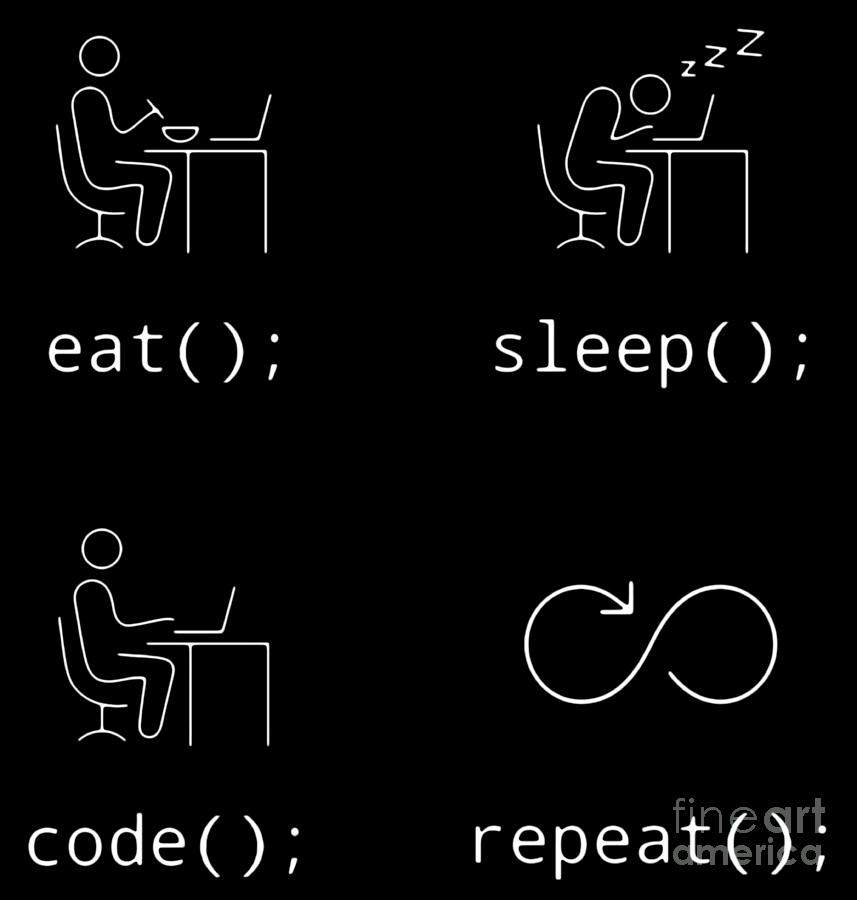 Eat Sleep Code Repeat Digital Art by Low Angela - Fine Art America