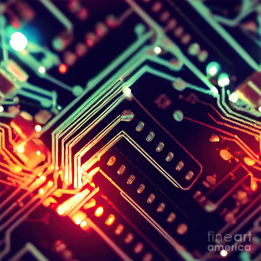 electronic circuit texture TILE Digital Art by Benny Marty Fine Art America