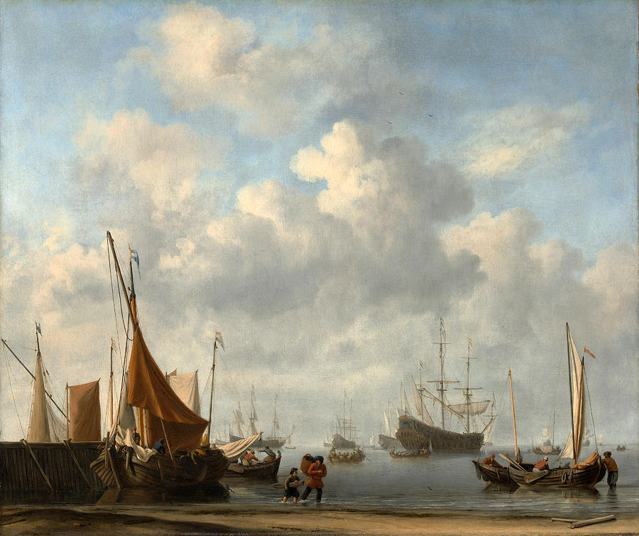 Entrance to a Dutch Port  #4 Painting by Willem van de Velde the Younger