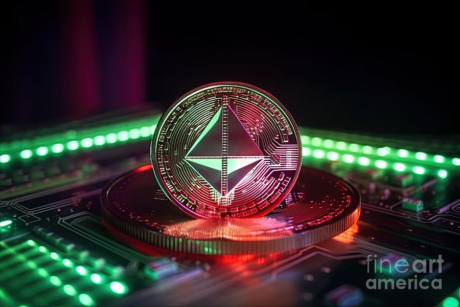 Ethereum volatility with red and green lights #3 Digital Art by Benny Marty