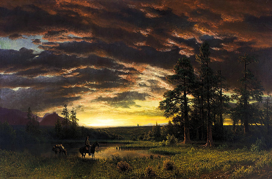 Albert Bierstadt  Painting - Evening on the Prairie  #3 by Alexander Ivanov