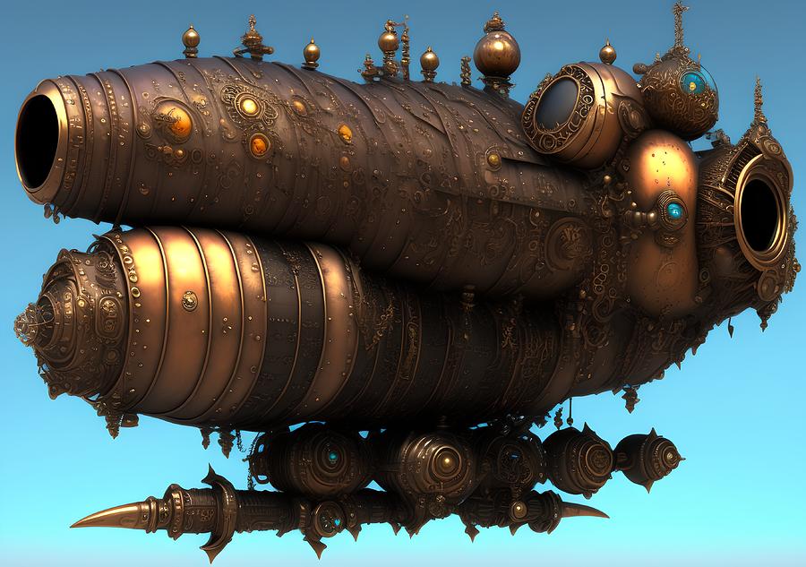 Fantasy Steamship in Steampunk Style, Generative AI Illustration ...