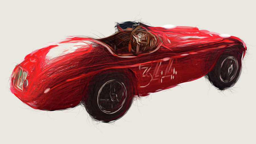 Ferrari 166 MM Drawing #3 Digital Art by CarsToon Concept