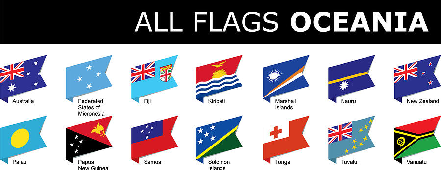 flags of Oceania #3 Drawing by Kosmozoo