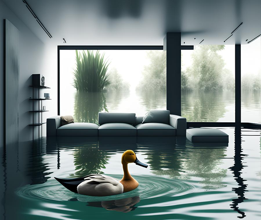 Flooded Room Interior, Generative AI Illustration Digital Art By ...