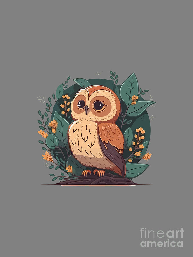 Floral Owl Digital Art