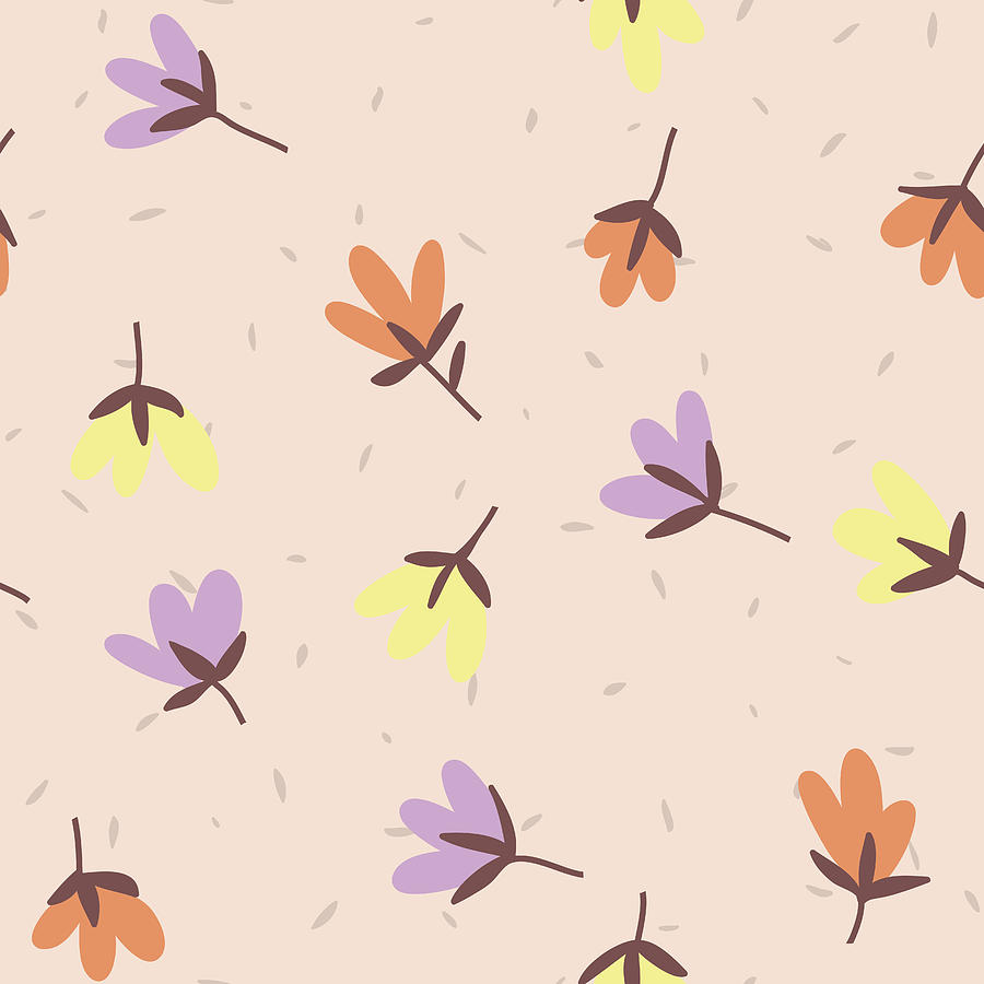 Flower pattern. Spring vector hand-drawn doodle #3 Drawing by Little_cuckoo