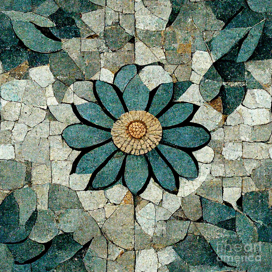 Flower Digital Art - Flowered stone mosaic #3 by Sabantha