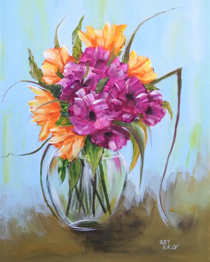 Flowers in a Vase 3 Painting by Helian Cornwell