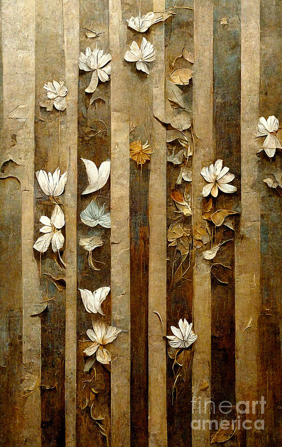 Flower Digital Art - Flowers on Wood #3 by Andreas Thaler