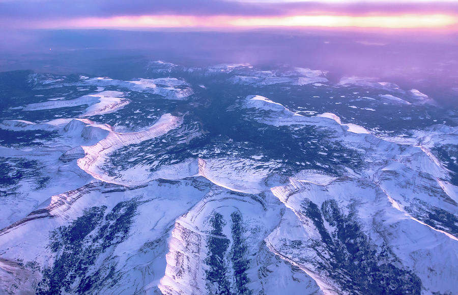 Flying Over Rockies In Airplane From Salt Lake City At Sunset #3 Photograph by Alex Grichenko