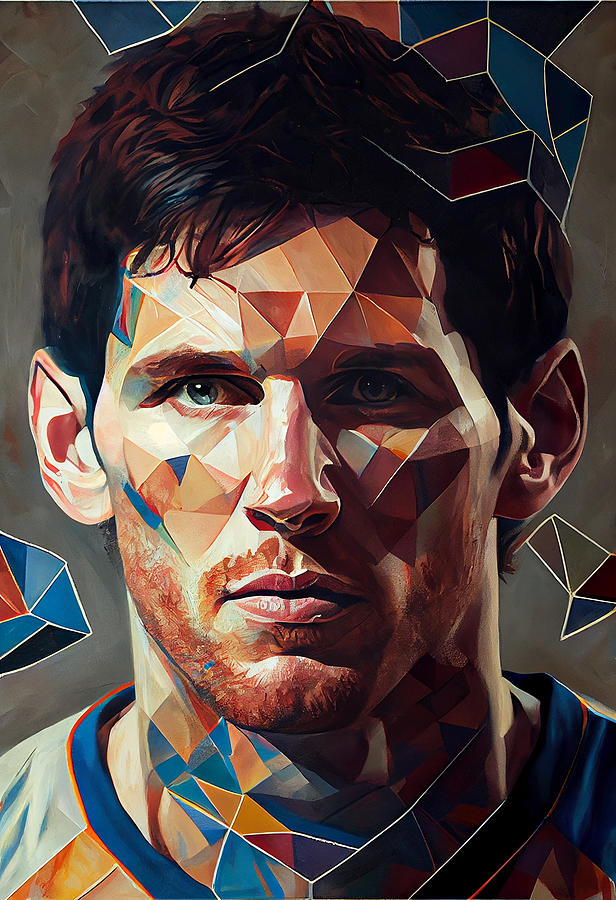 Fantasy Painting - Footbal  Star  Lionel  Messi  masterful  photoreal by Asar Studios #3 by Celestial Images