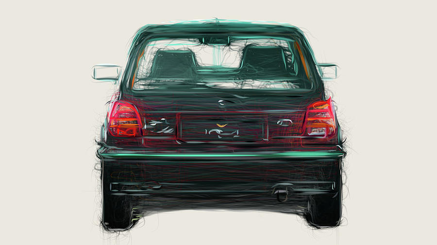 Ford Fiesta RS Turbo Drawing #3 Digital Art by CarsToon Concept