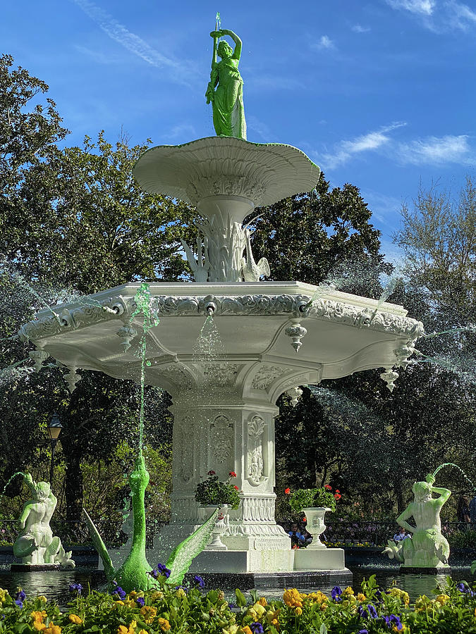 Forsyth Park Fountain Ready for St. Patricks Day, Savannah, Geor #3 Photograph by Dawna Moore Photography