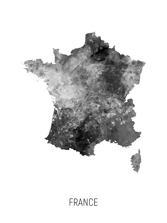 France Watercolor Map #3 Digital Art by Michael Tompsett