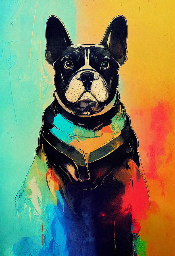 Dog Mixed Media - French bulldog #3 by SampadArt Gallery