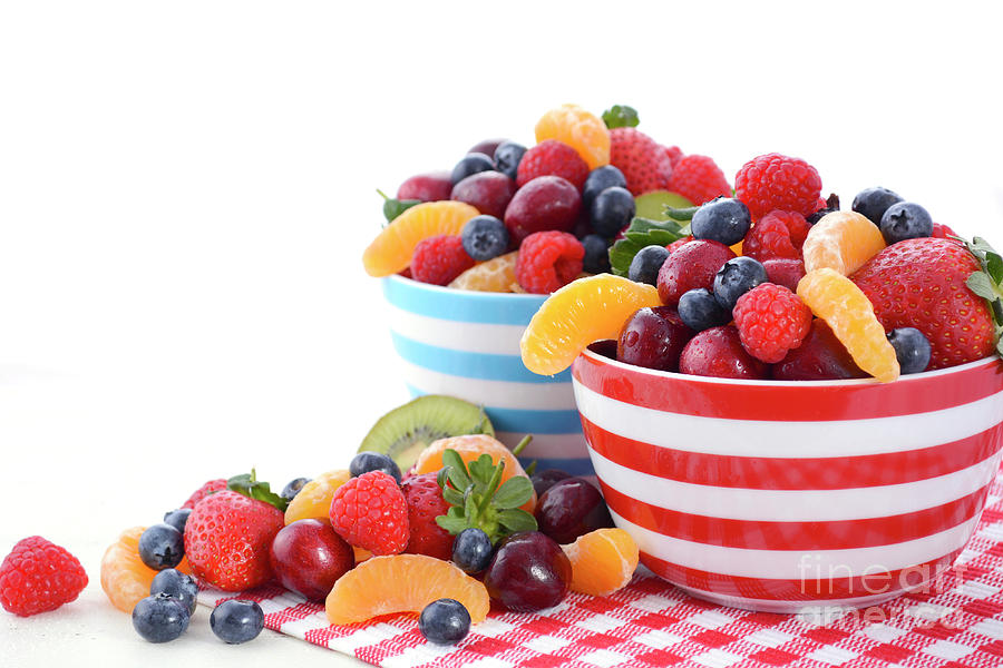 Fresh colorful fruit in breakfast bowls #3 Photograph by Milleflore Images