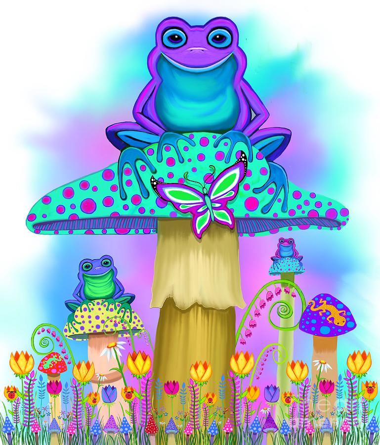 Frogs and Flowers #2 Digital Art by Nick Gustafson